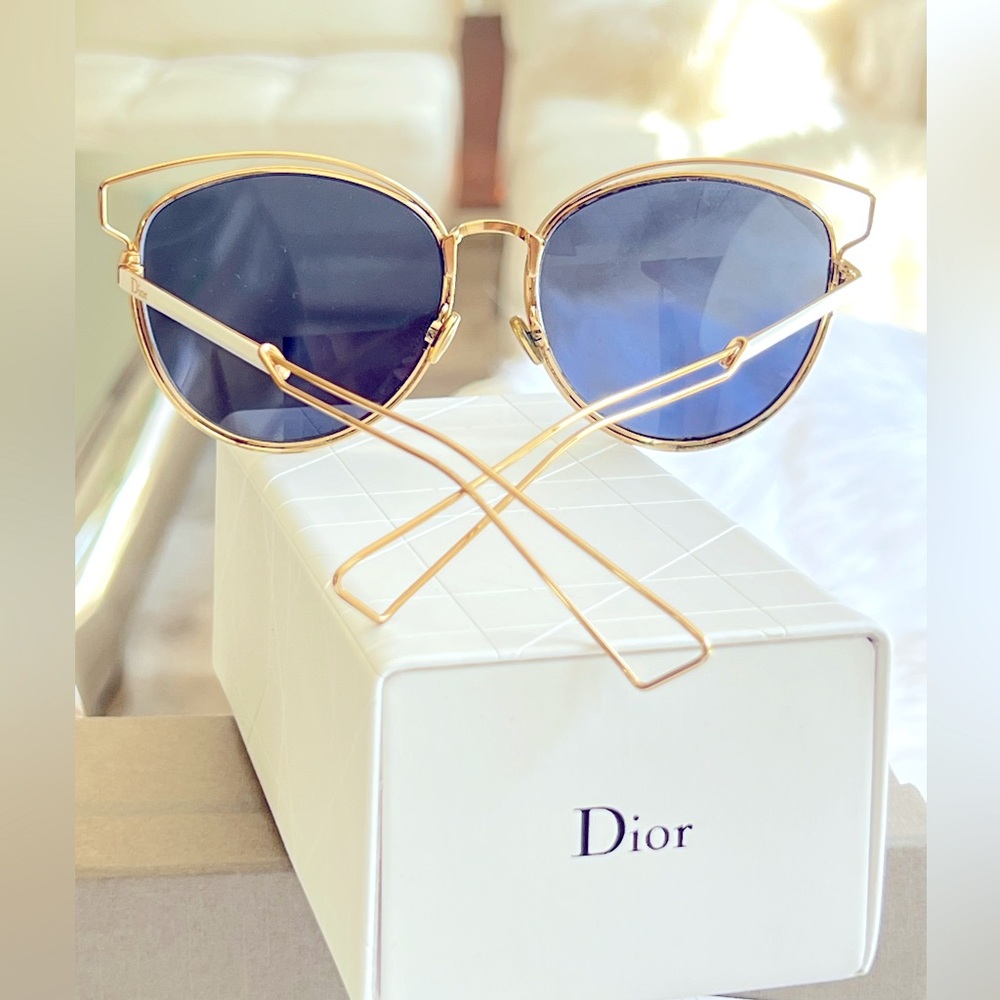 Dior Sunglasses Christian Dior Sideral 2/S Rose Gold & White Frame Blue Lense